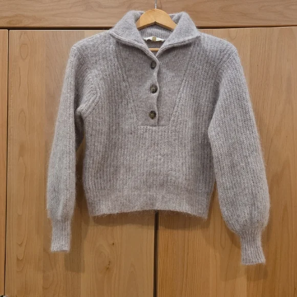 Sezane Micky Heather Neutral Cowl Neck Sweater, XS, EUC, Quiet Luxury Chic - Picture 3 of 10